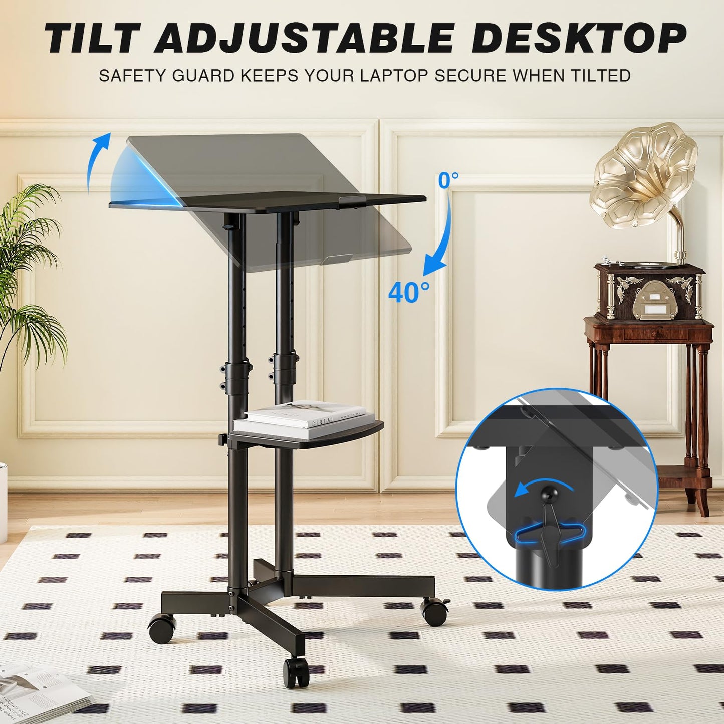 5Rcom Mobile Standing Desk for Laptop Lectern 60x40 cm
