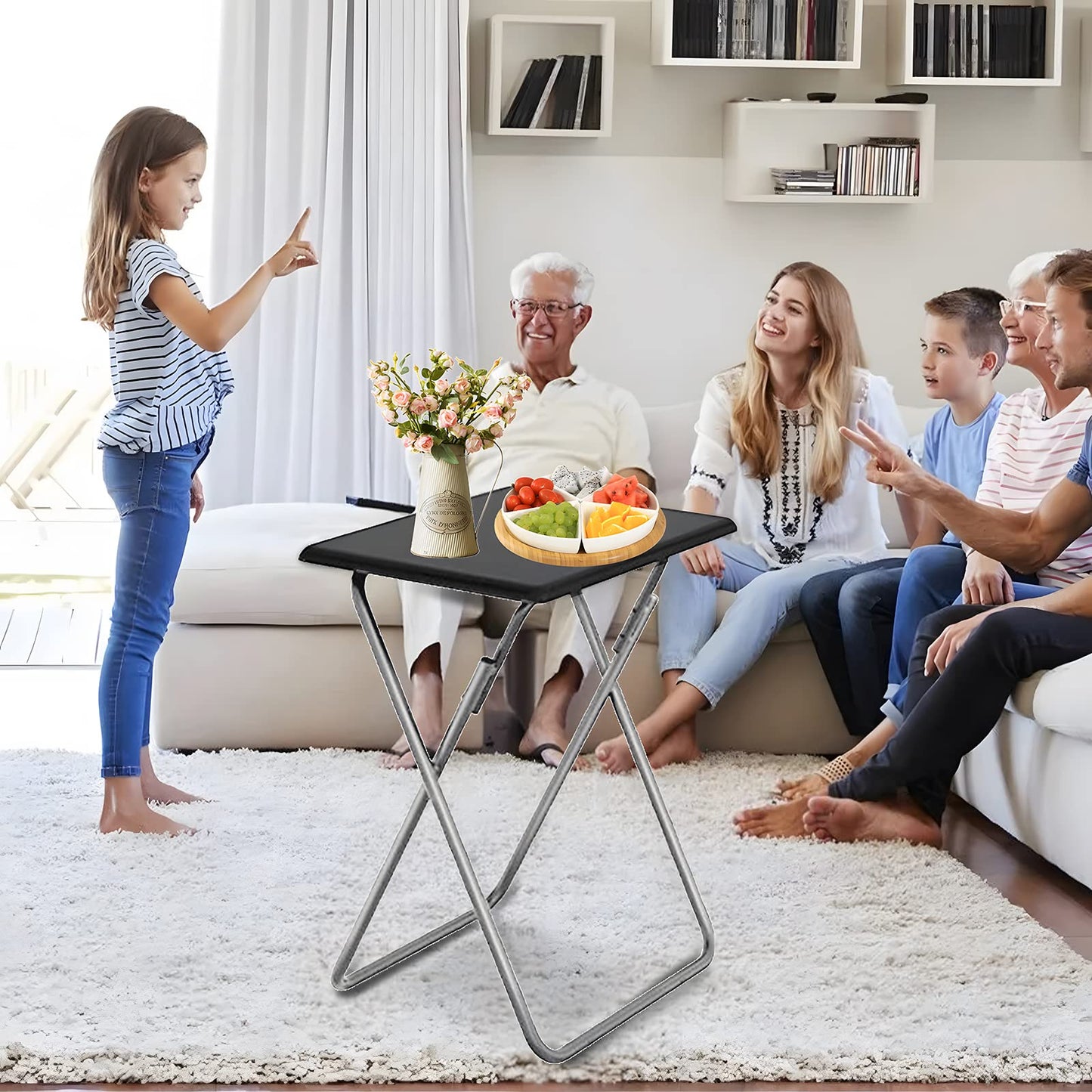 Small Folding Table, Folding Coffee Tables, Side Table 2 Set, TV Tray Table