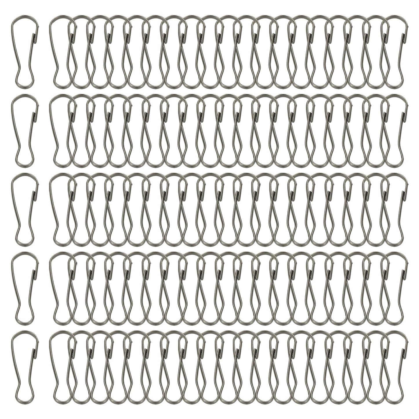PATIKIL Lanyard Hooks Flag Pole Clip, 100 Pcs 20x7.1x1.9mm Stainless Steel 304 Spring Snap Hook Metal Clips Clasp for Key Chain Key Rings ID Card