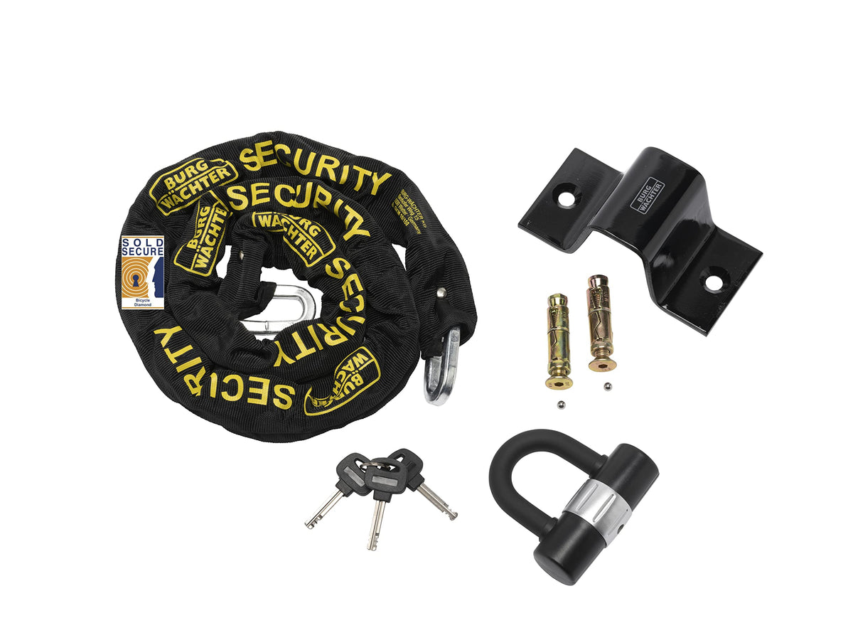 Burg Wachter 1M Sold Secure Lock and Ground Anchor Kit Bike Lock, Black