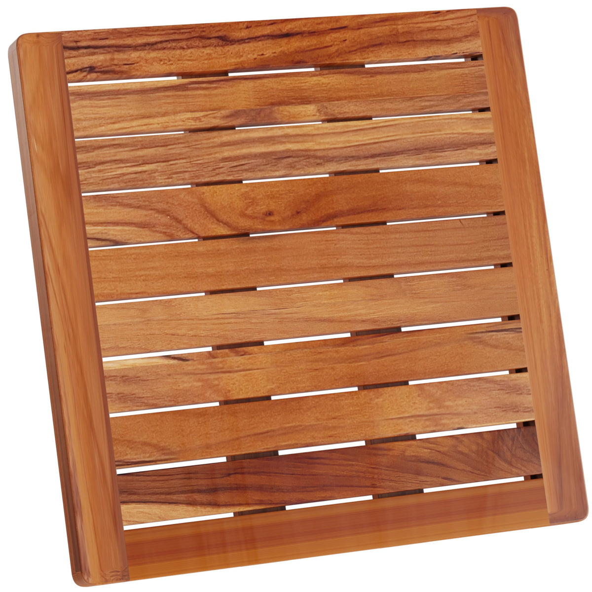 Hovea - Teak Wooden Bath Mat 50 x 50 cm - Water & Mold Resistant - Square Shower Mat - Duck Board Floor Tray Wood - Indoor, Outdoor - Non Slip -