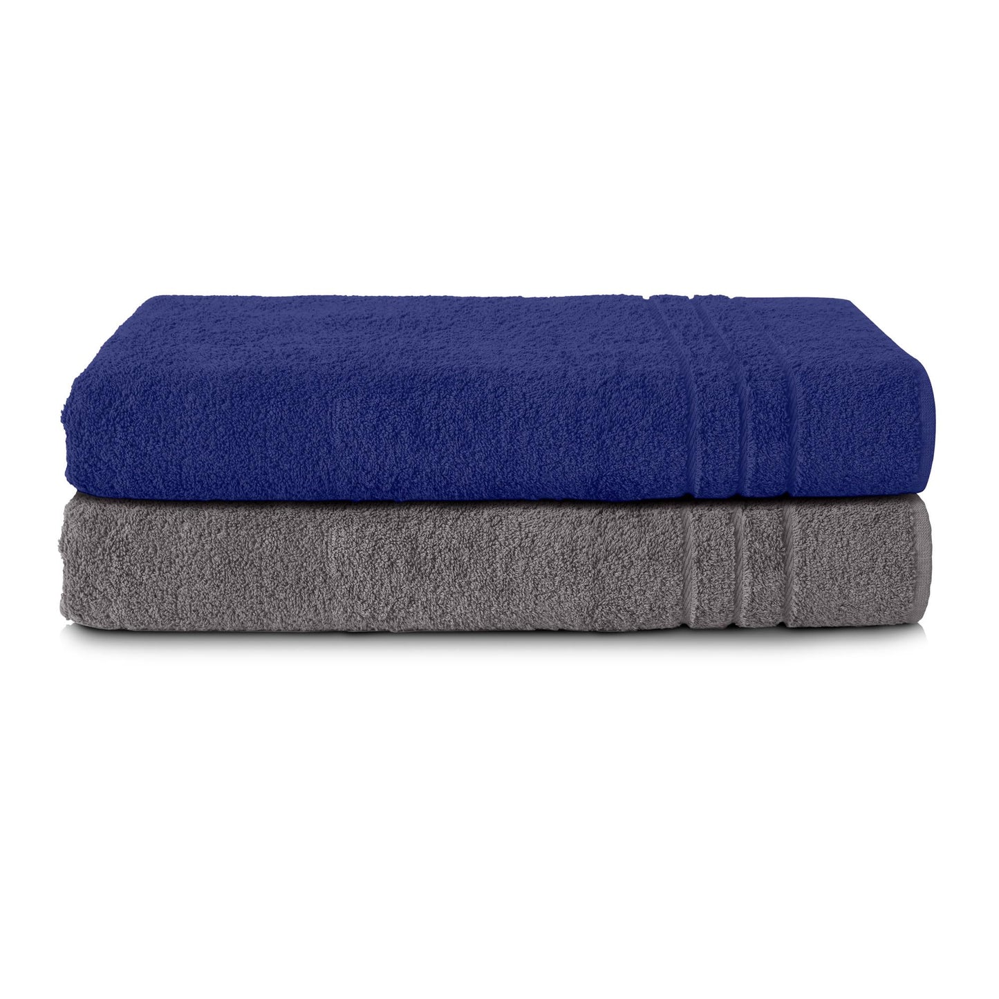 Komfortec Bath Towels, 100% Cotton, Quick Dry, 70x200, Grey & Royal Blue