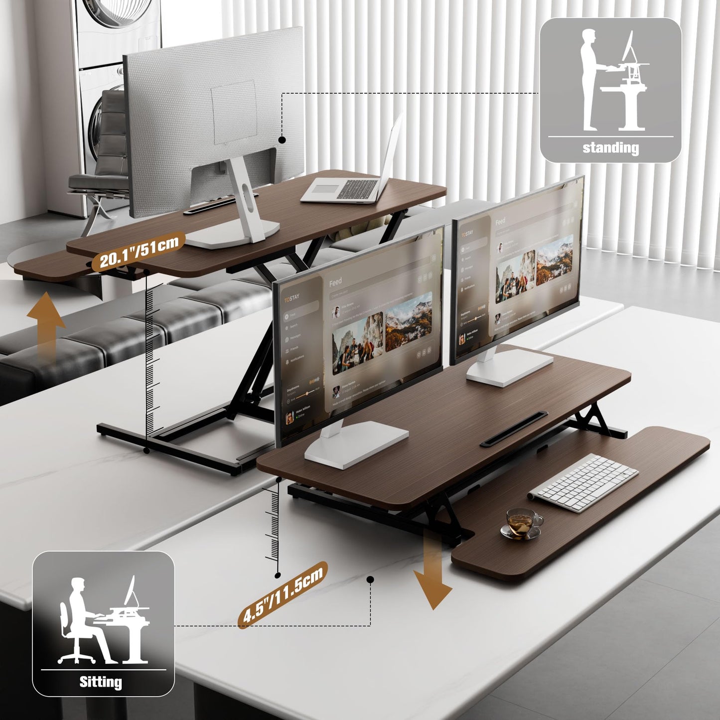 ERGOMAKER Height Adjustable Standing Desk Converter 101cm(40 Inch), Black