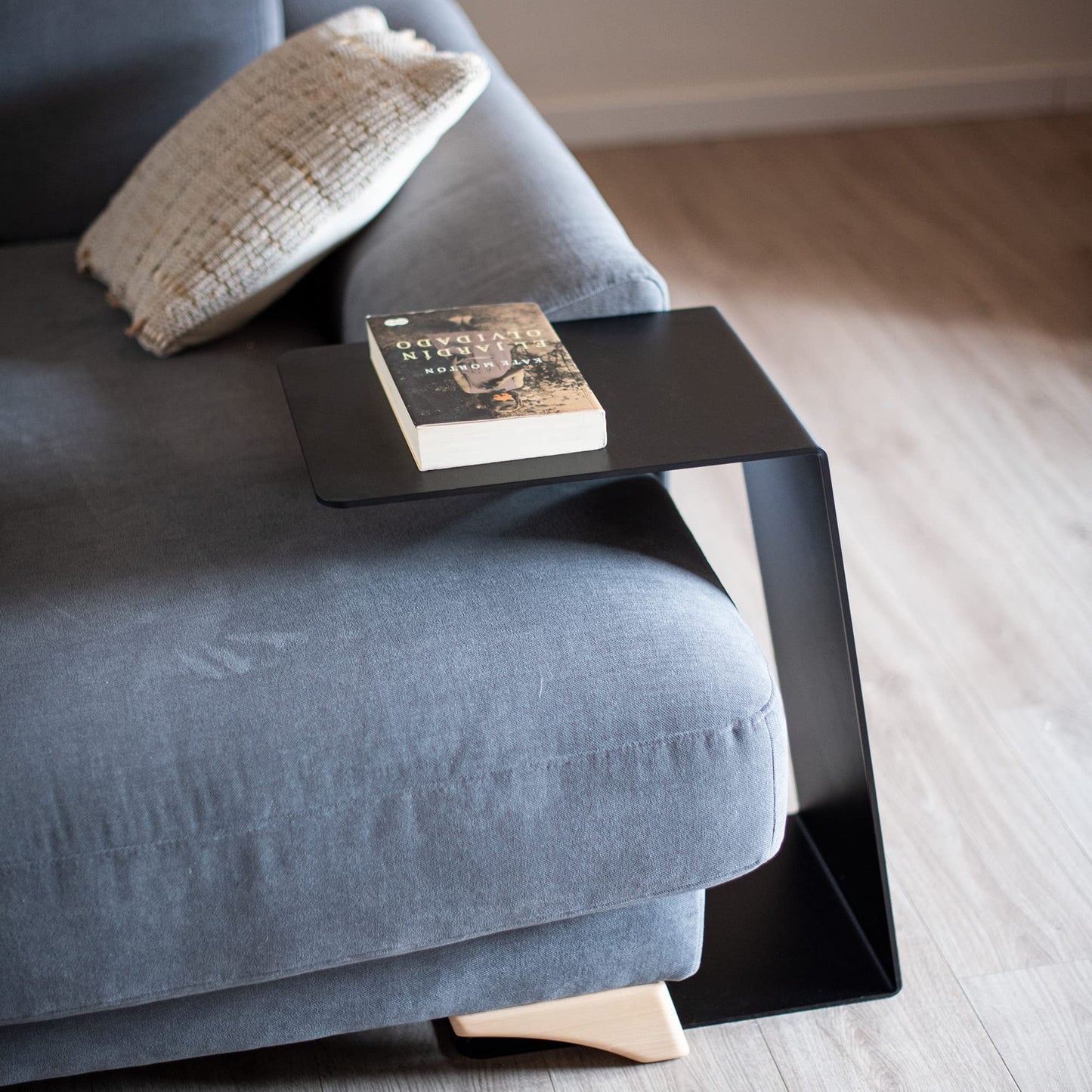 MILUKA Black Side Table Living room | C Table as a Small Coffee Table for Sofa, Slim Bedside Table or Under Sofa table | Narrow Side Table