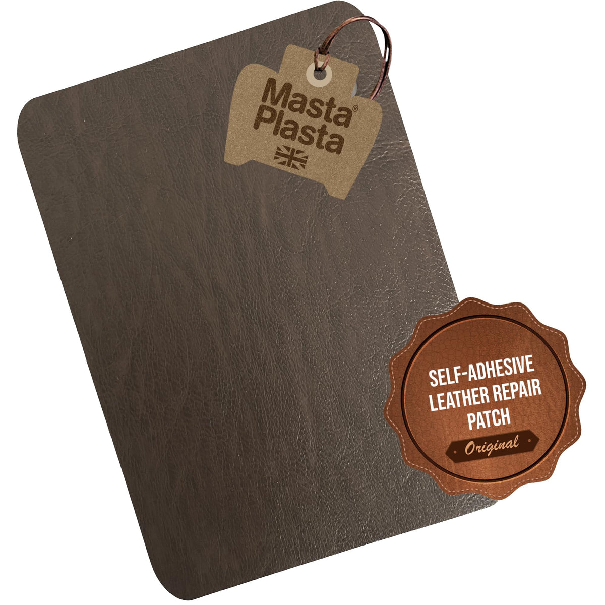 MastaPlasta Original Self-Adhesive Leather Repair Patch - Mid-Brown 28cm x 20cm (11in x 8in). Your Instant Upholstery-Quality Leather Repair Kit for