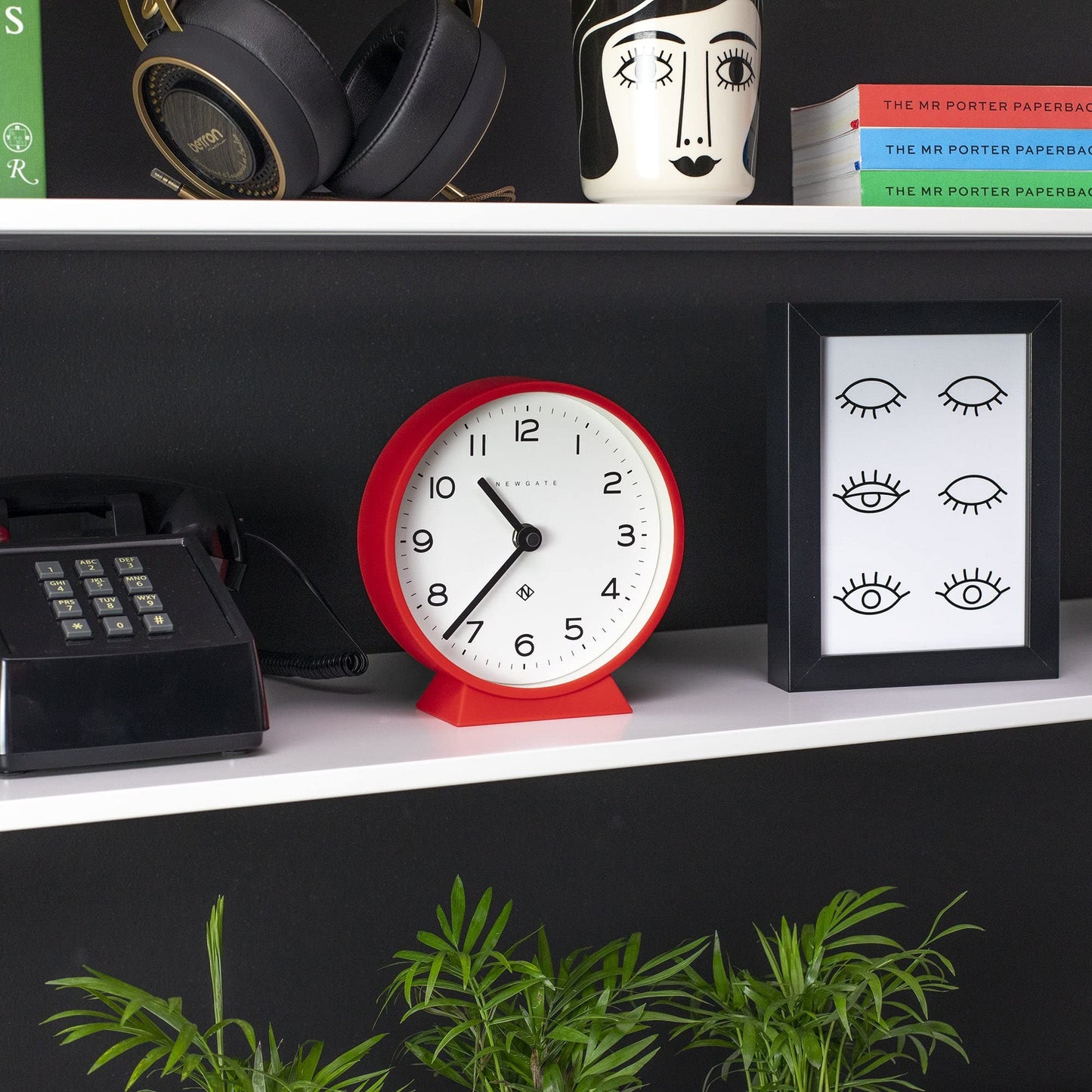 NEWGATE M Mantel Silent Sweep Mantel Clock - 'No Tick' - A Modern Mantelpiece Clock - Small Clock - Mantel Clocks - Minimalist Dial - (Red)
