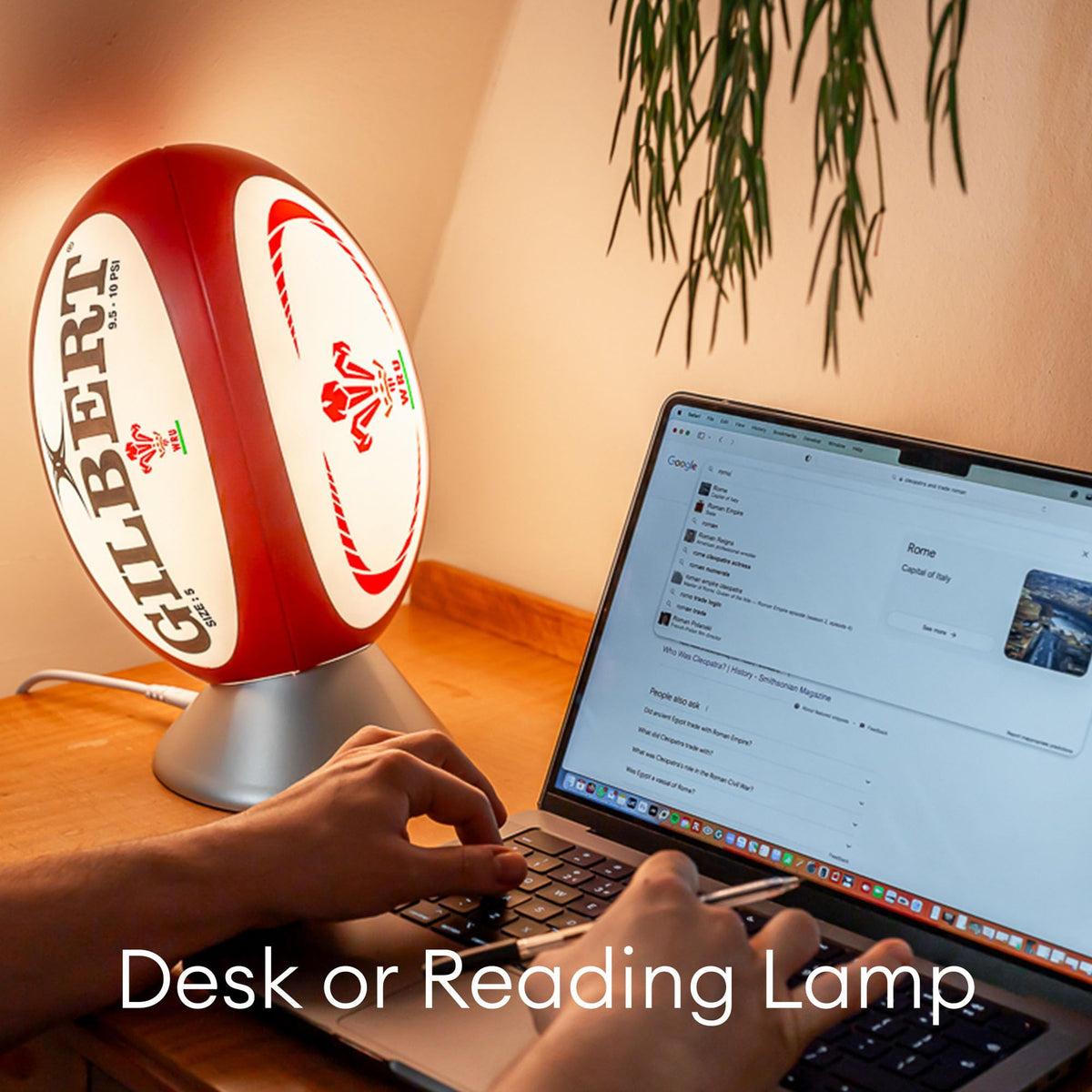 Gilbert Rugby Ball Night Light - Wales WRU Licensed, Adults & Kids, Bedroom Lamp