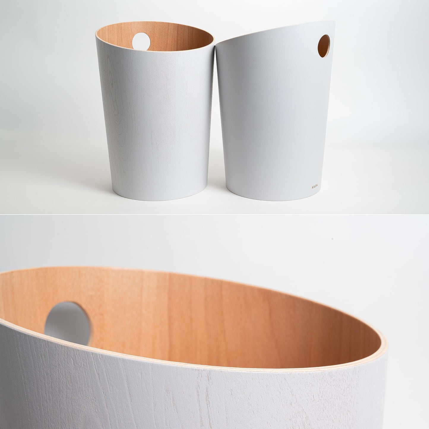 Kazai. Design Paper Bin 'Bennet' | Unique Waste Paper Basket for Office, Bedroom, Children's Room, and More | Office Bin Made of Real Wood Veneer |