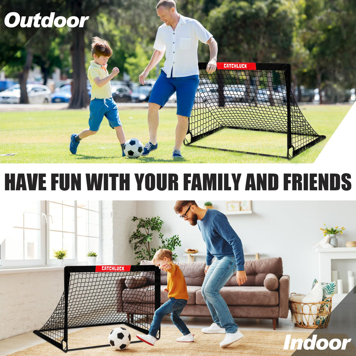 CATCHLUCK Football Goals for Kids Goals Foldable Football Nets for the Garden Pop Up Outdoor Goal Post Indoor Goal with Carry Bag