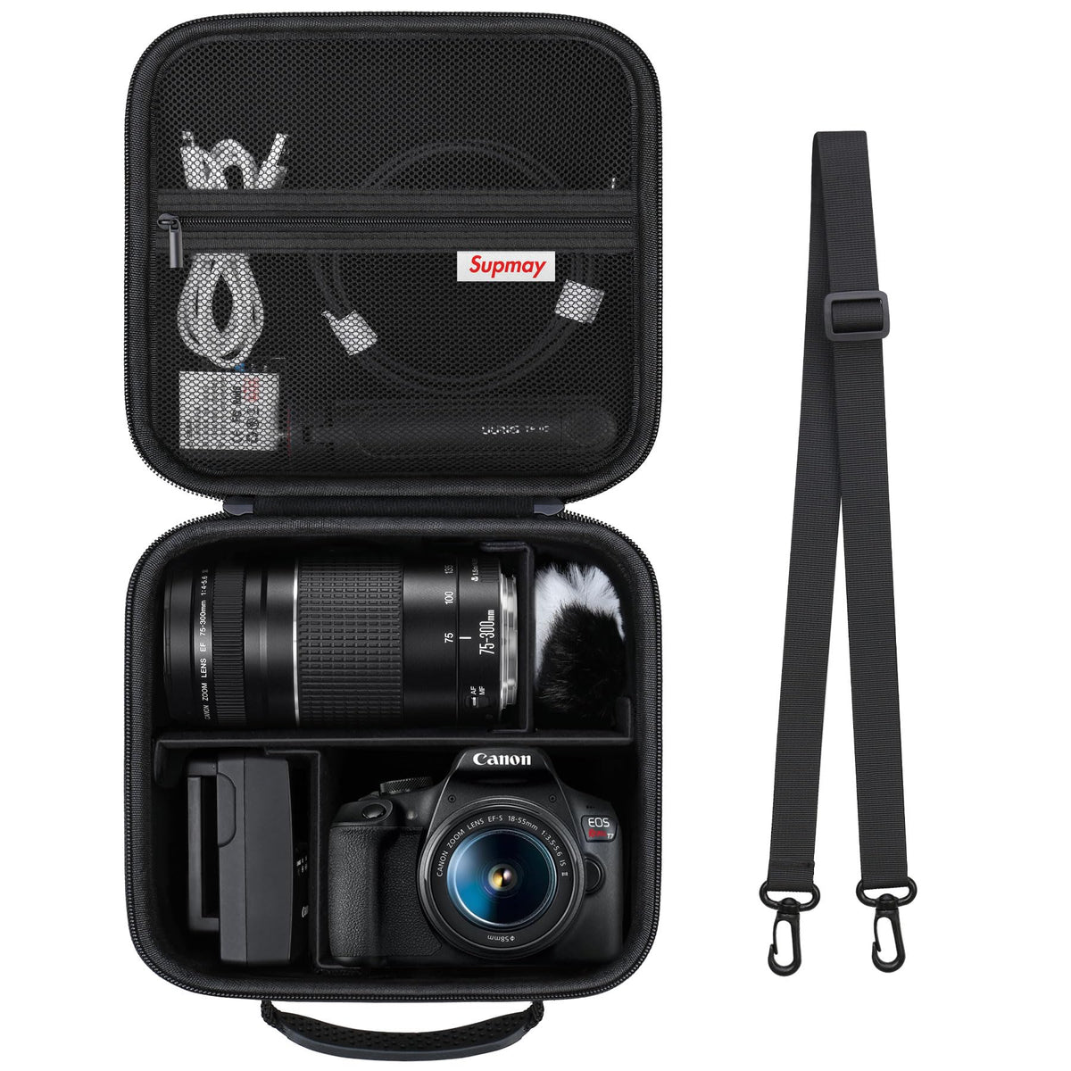 Supmay Hard Travel Case for Canon EOS 2000D / 4000D DSLR Camera/EOS R50 / R6 Mark II/ R100 / R50V / R8 / R7 / R10 Mirrorless Camera, Lens, Tripod with