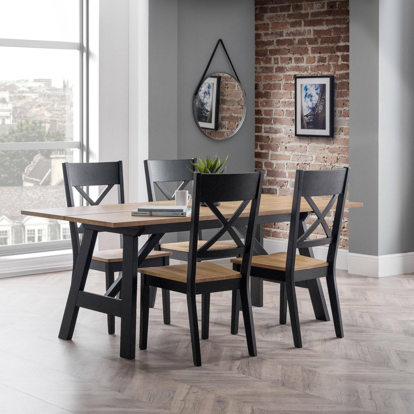 Julian Bowen Hockley Dining Chairs, Set of 2, Black - H99 x W47 x D53.5cm