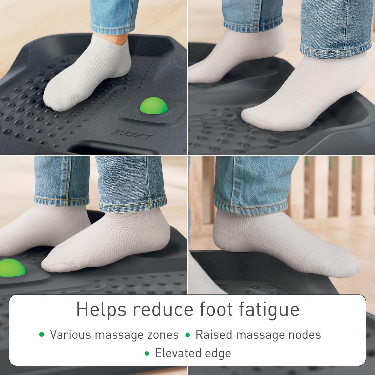 Leitz Ergonomic Anti Fatigue Mat for Standing Desk – PU Foam Cushioned, Non-Scratch, Wipeable, Fatigue Relief, Textured Mat for Home
