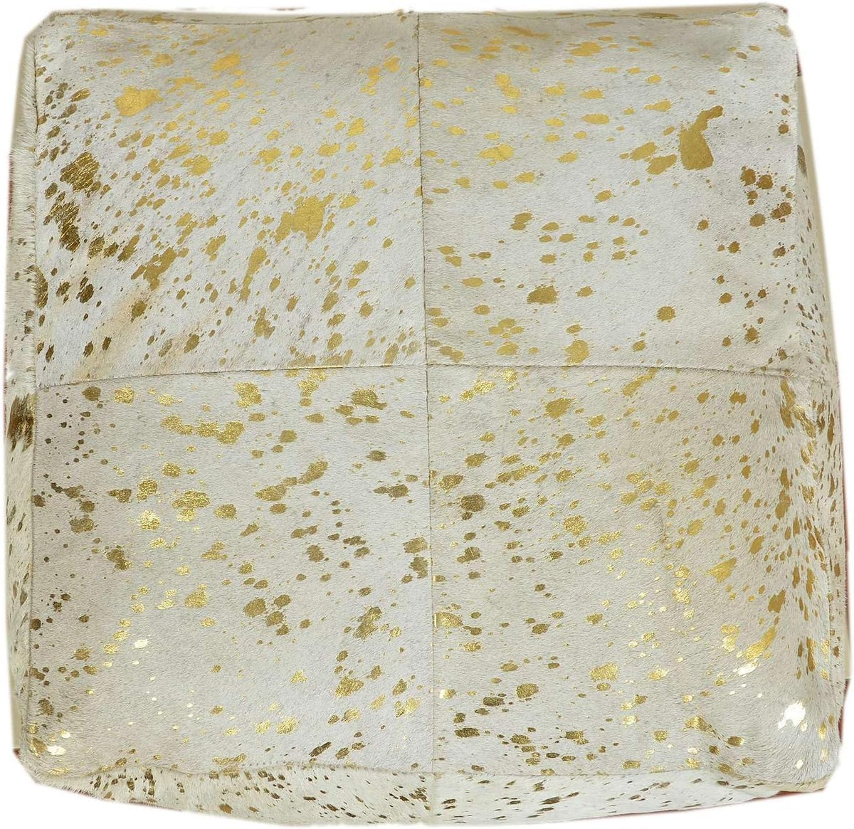 Heaven Hush Unstuffed Pouffe Cover Ottoman Handmade Hair-on Leather Pouf Cover only Genuine Cowhide Square Footrest Footstool Seat for Balcony Office