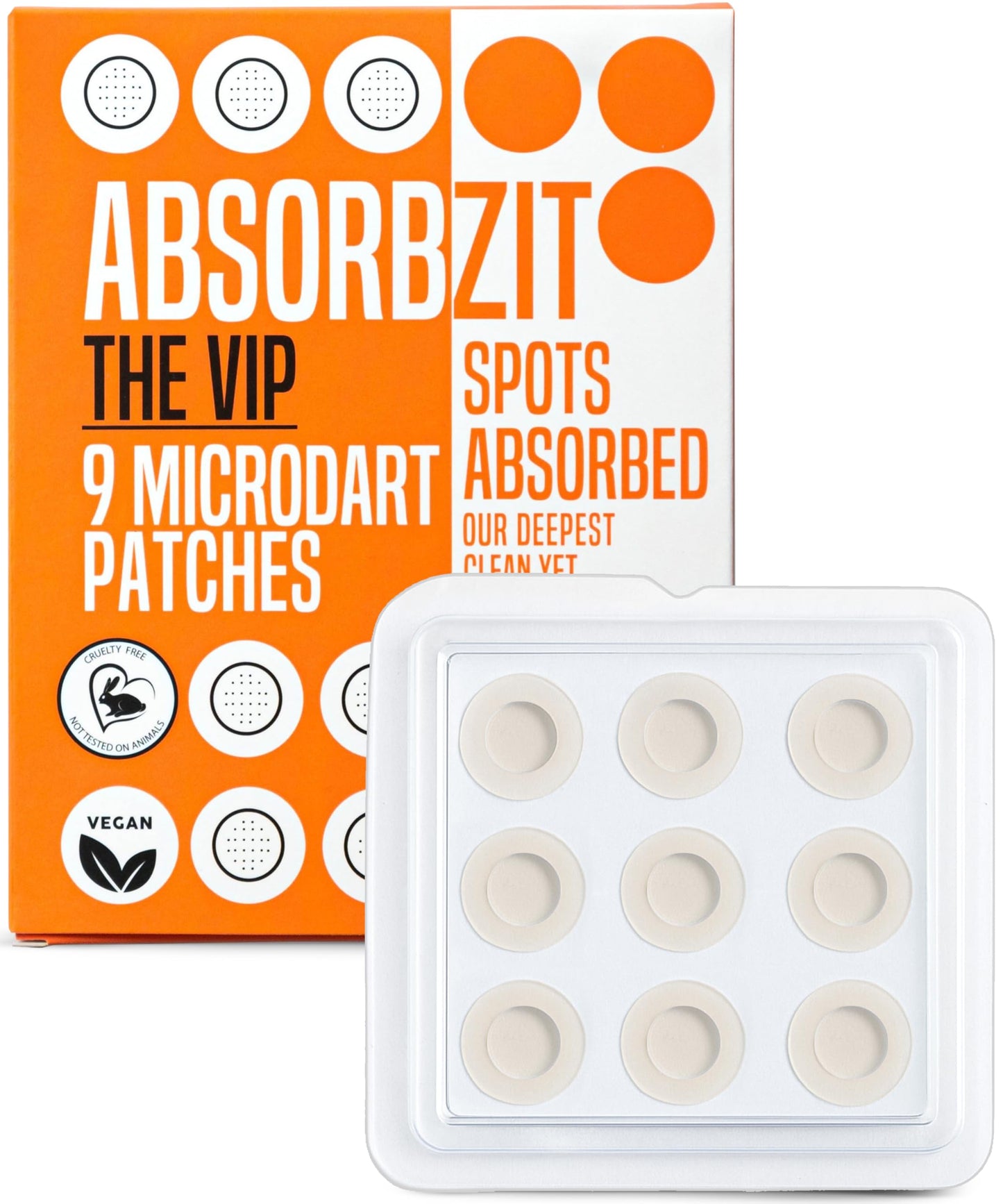 Absorbzit - The VIP Microneedle Pimple Patch, Virtually Invisible Hydrocolloid Pimple Patches, Vegan & Cruelty-Free Acne Treatment - 36 Spot Patches