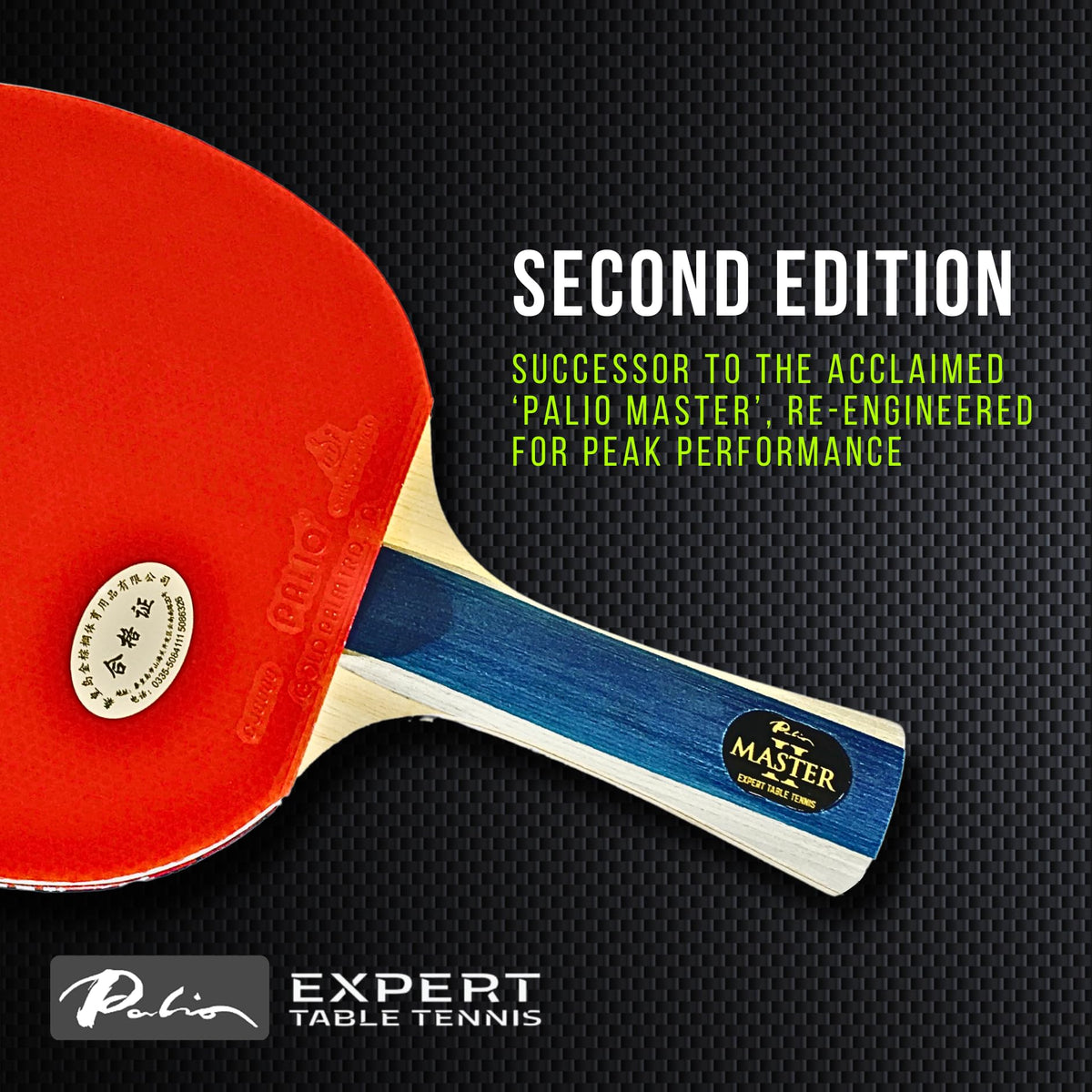 Palio Master 2.0 Table Tennis Bat & Case | ITTF-Approved Intermediate Ping Pong Racket | Allround Spin, Speed and Control
