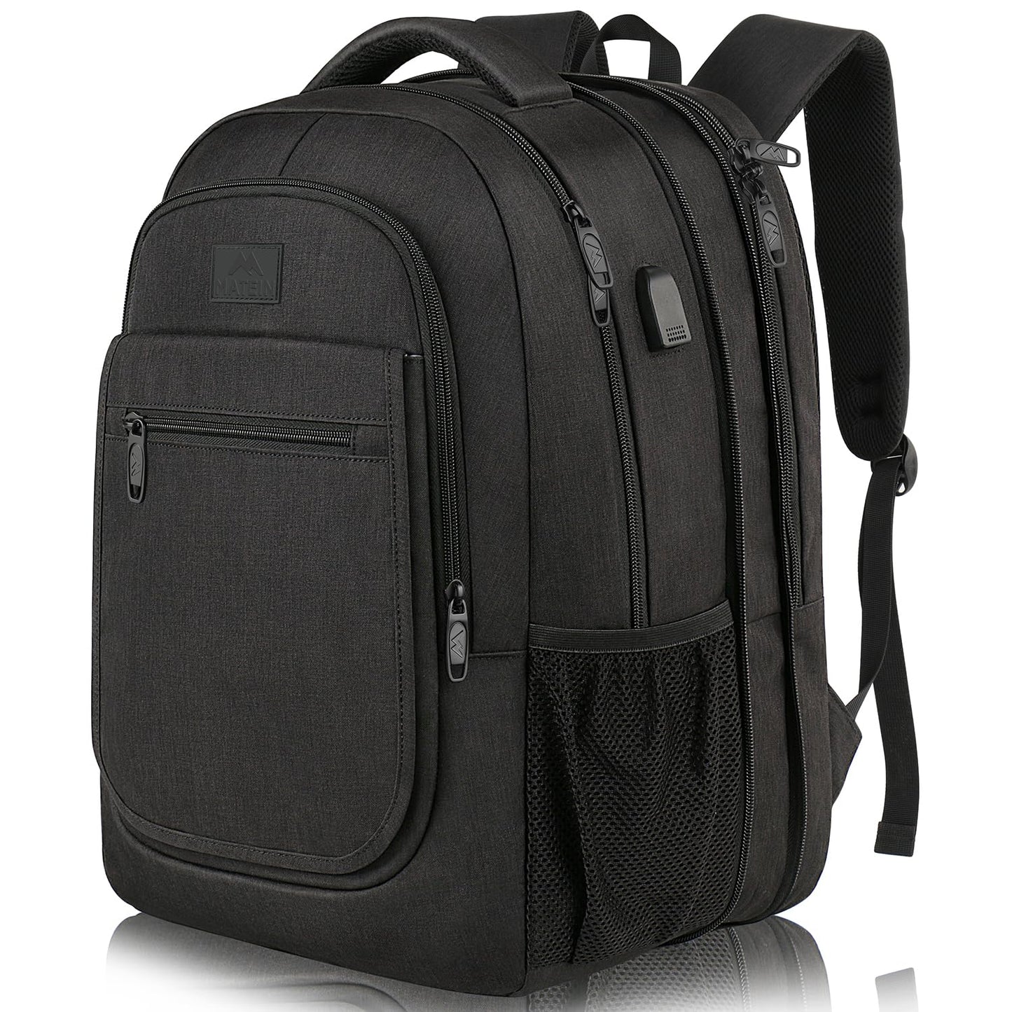 MATEIN Travel Laptop Backpack, Large Expandable Rucksack 15.6 Inch with USB Charging Port, Anti Theft Business Backpack for Men Women, Water Resistant