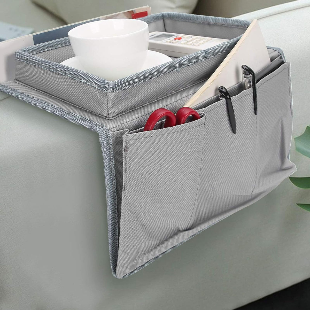 Ccomage Sofa Armrest Bag with 6 Pockets Living Room Couch Hanging Storage Bag Space Saving Chair Tray Sofa Organizer Removable Couch Caddy Pocket for