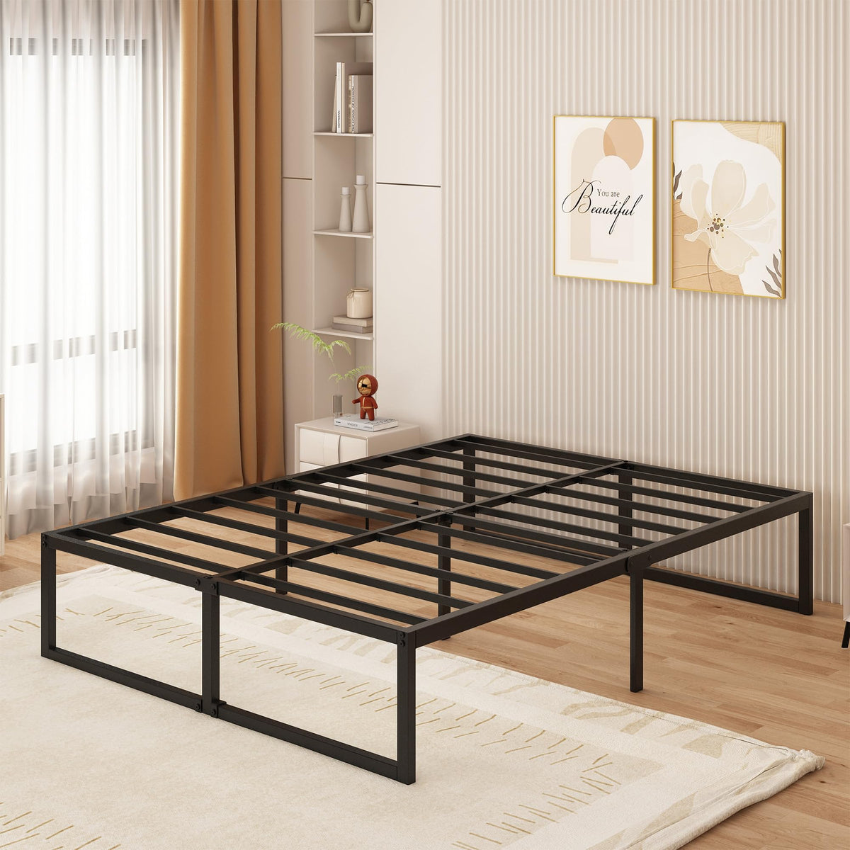 Yicensen Super King Bed Frame 180x200 cm, Easy Assembly, Noise Free, Black
