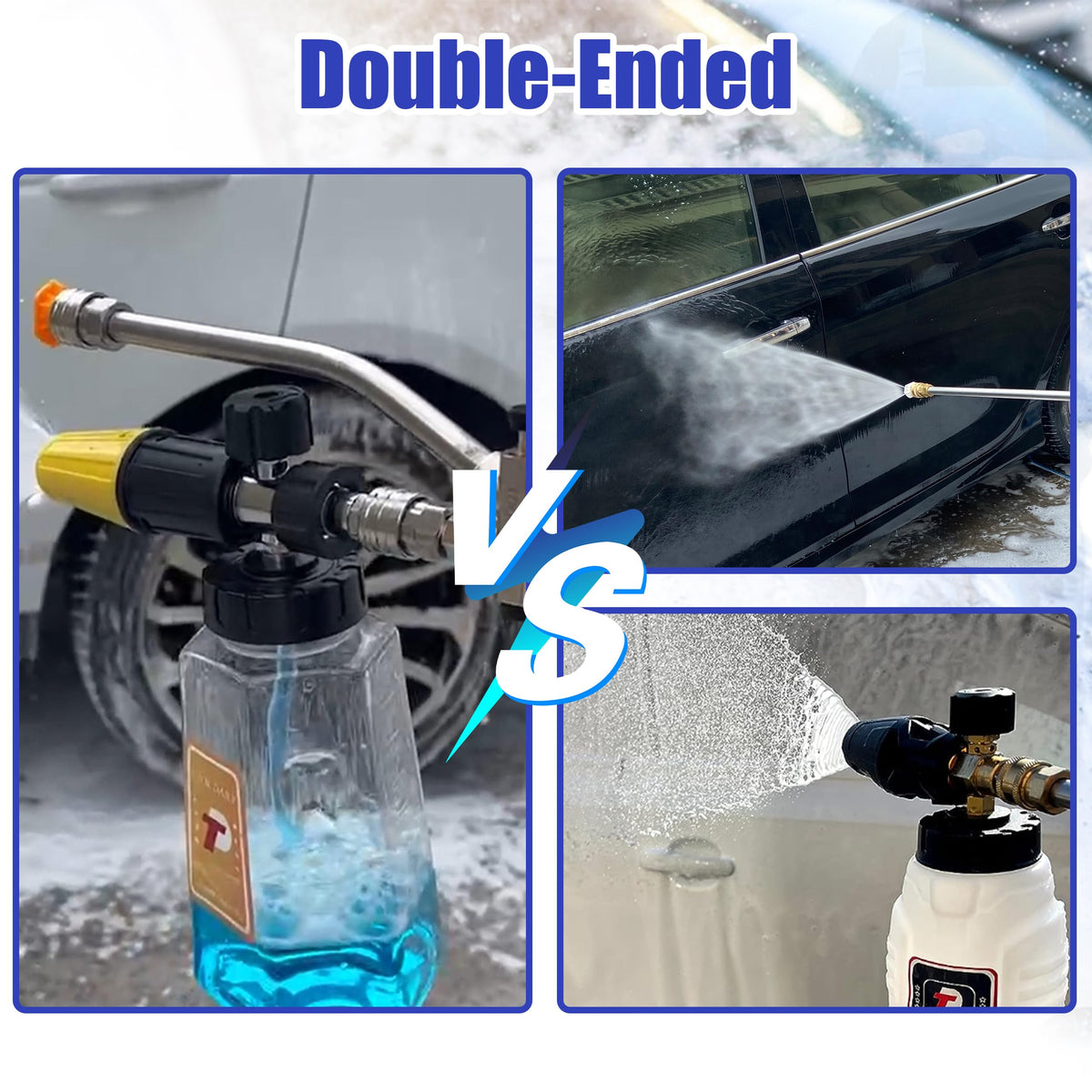 Tool Daily Foam Cannon Dual-Connector Accessory, Pressure Washer Double Tip Attachment for Soap Cannon, 5 Pressure Washer Sprayer Nozzles, 1/4" Quick