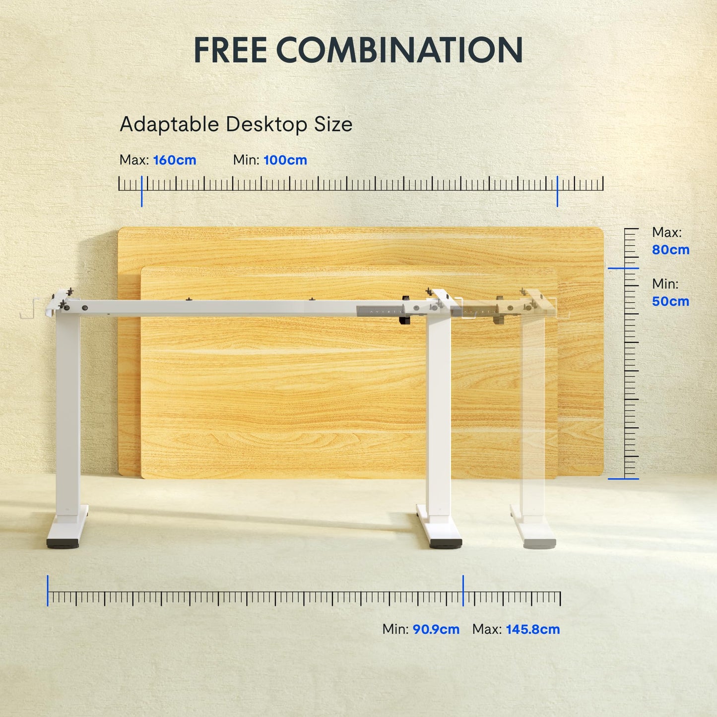 FLEXISPOT Height Adjustable Electric Standing Desk Frame Ergonomic Sit-stand Workstation with Memory Smart Panel EN1(2 Stage | White)