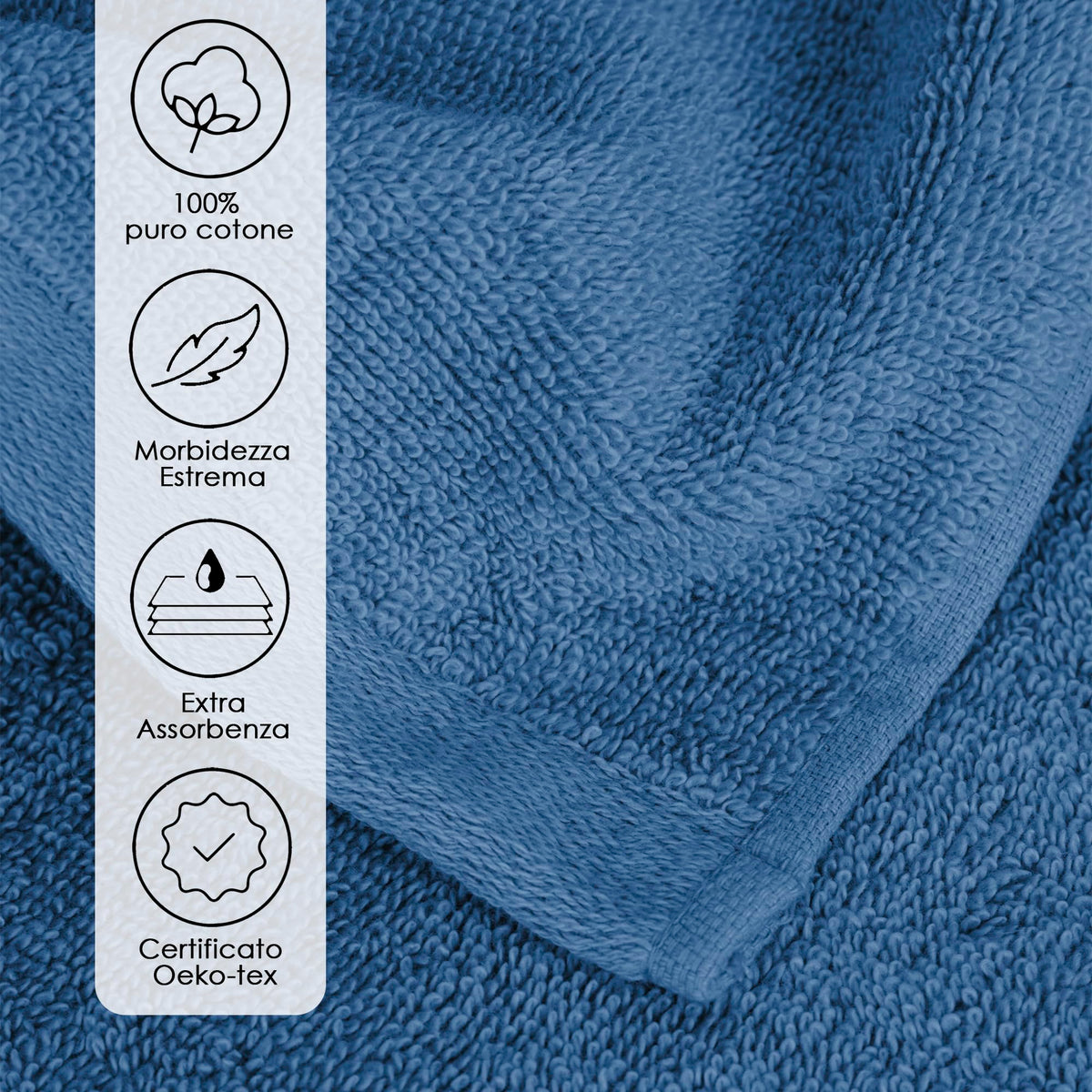 Ruggeri, Set 2 Bath Towels 70x140 cm, Cotton, Blue
