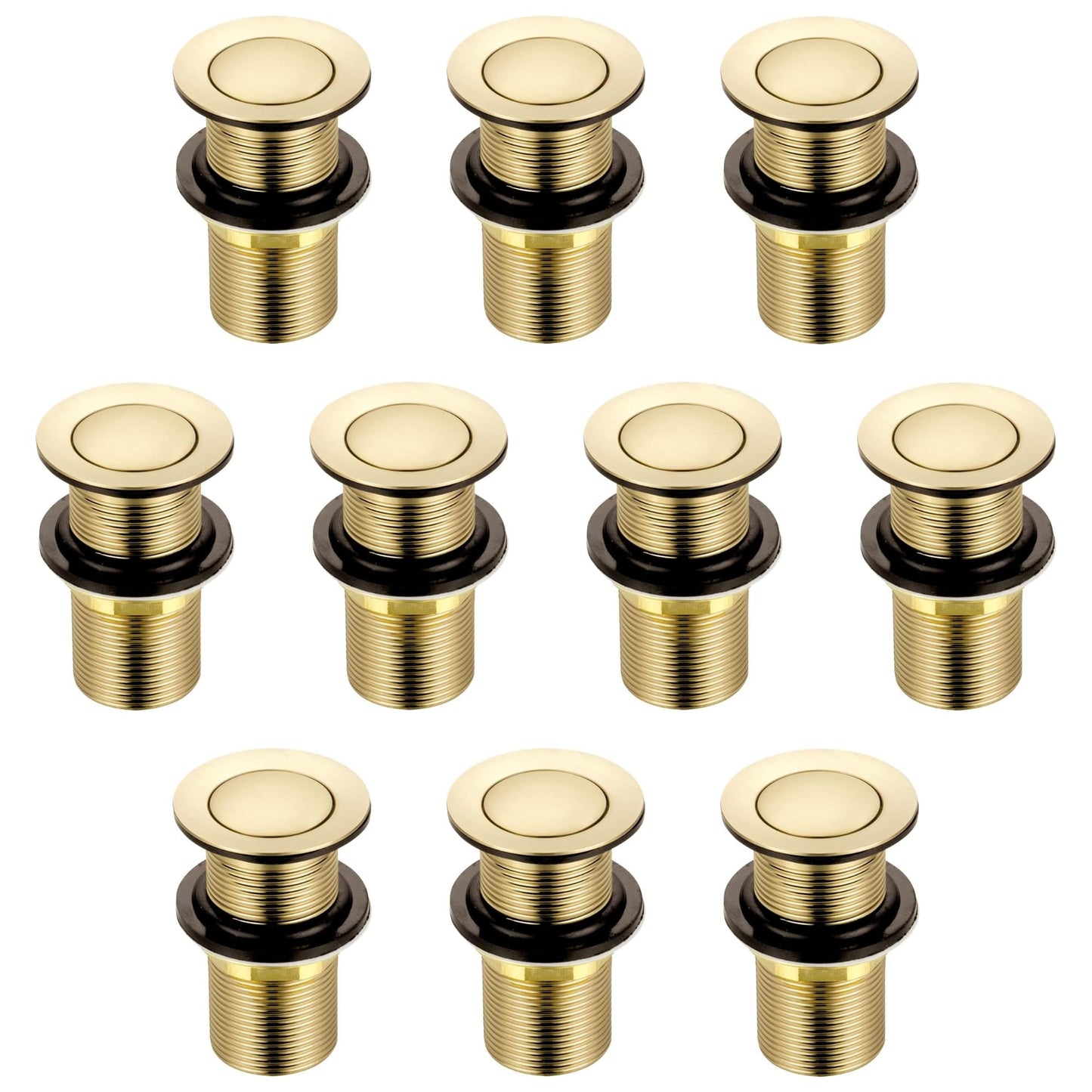 Xcel Home 10x Brushed Gold Unslotted Basin Waste | Click Clack Replacement Pop Up Brass Polished Bathroom Sink Plug