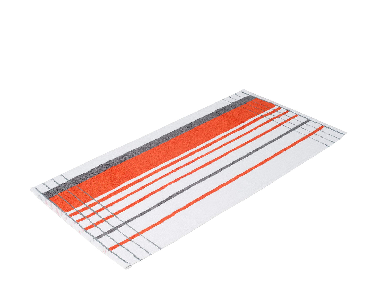 G?zze - Beach Towel, Set of 2, 100% Cotton, Berlin, Striped, 50 x 100 cm - Orange/Anthracite