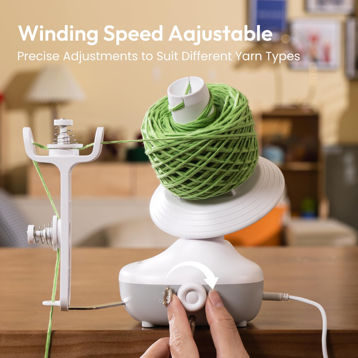 Etcokei Yarn Winder, Electric Wool Winder for Crocheting, Compact Yarn Cake Winder with Strong Tension Stepless Speed, Automatic Yarn Ball Winder Yarn
