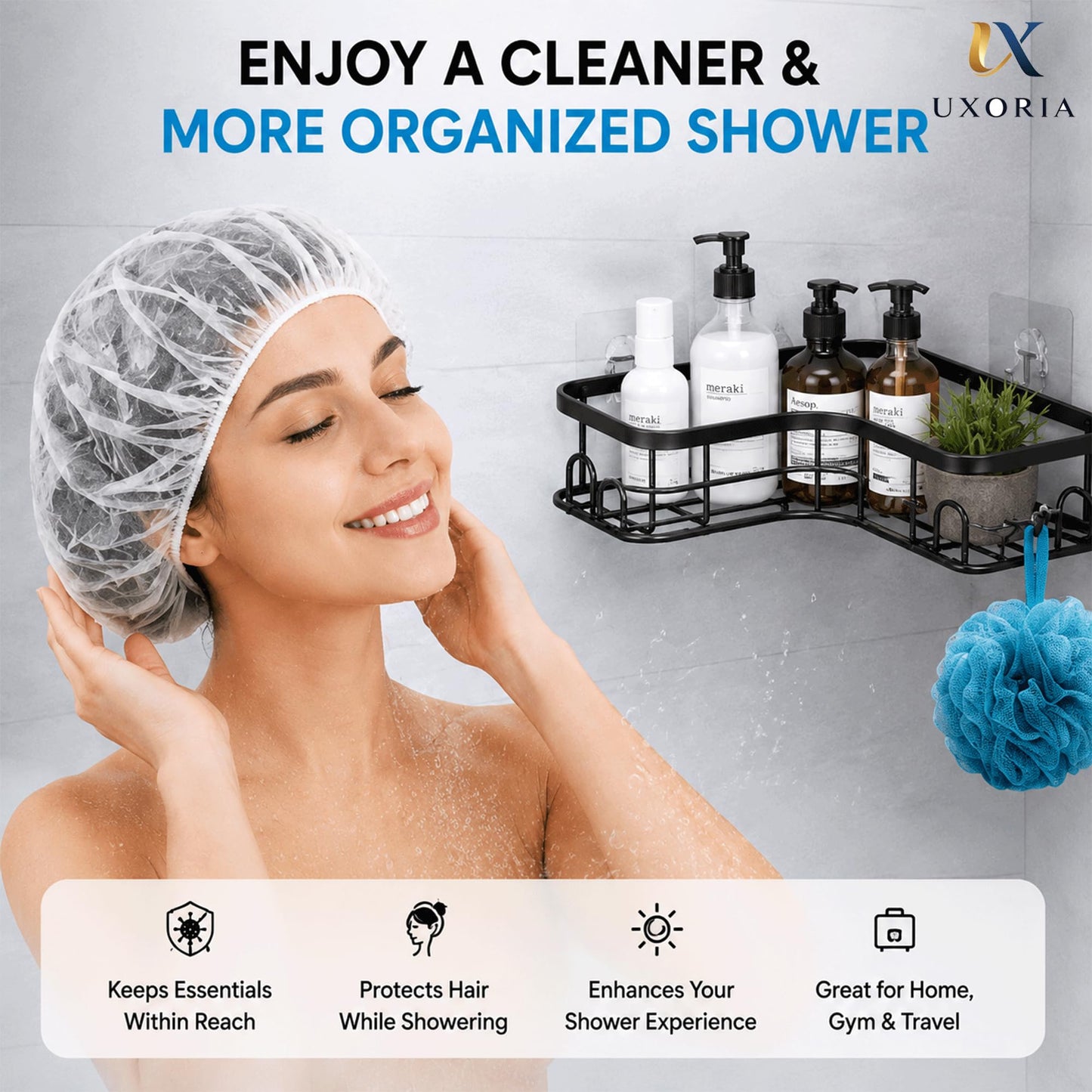Corner Shower Caddy, 2 Pack Rustproof Shower Storage Organizer, Durable Bathroom Shelf with Spacious Capacity