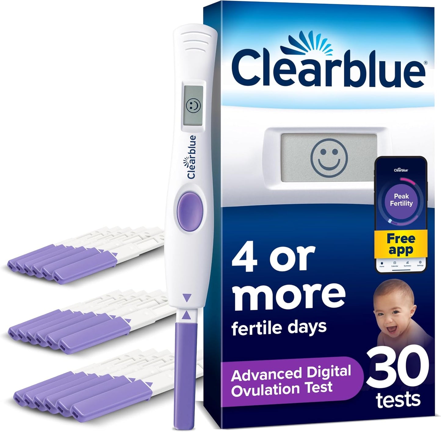 Clearblue Advanced 30 Digital Ovulation Tests, Expiry date 06/28, New but damaged box, bagged