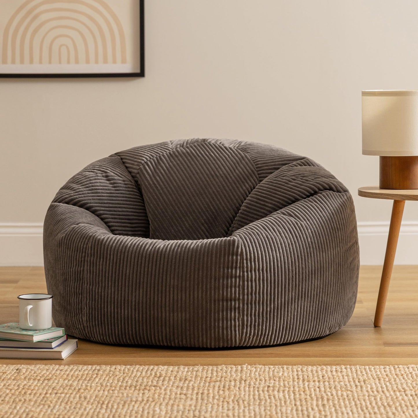 icon Kingston Cord Bean Bag with Filling Included, Grey