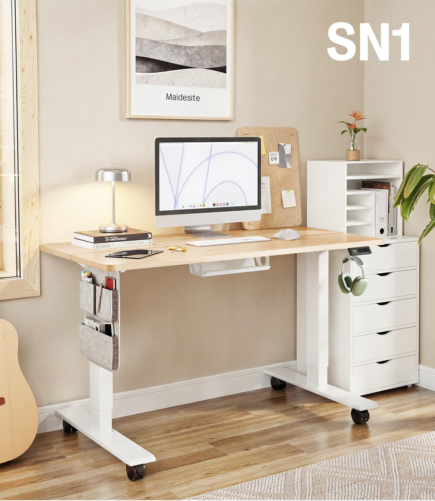 MAIDeSITe Electric Height Adjustable Standing Desk, 120x60cm Sit Stand Desk