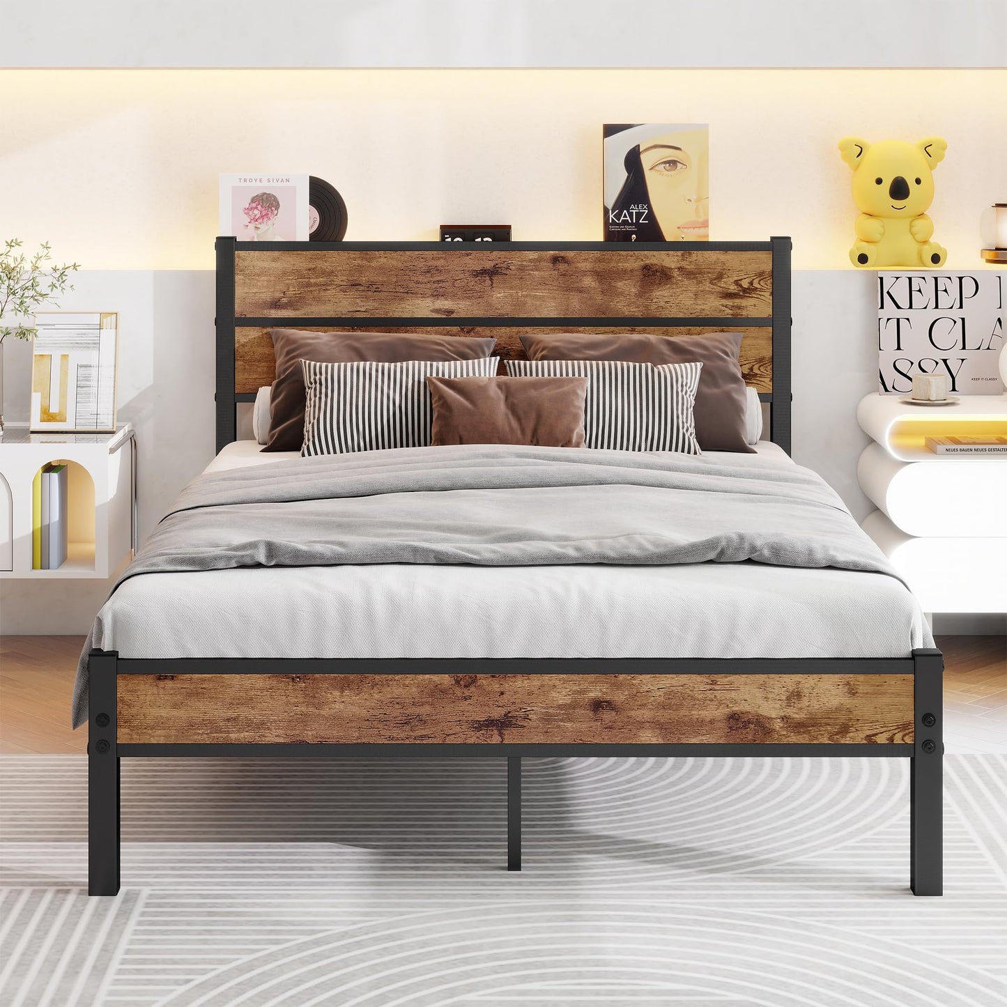 JUISSANO Bed 120 x 200 cm, Bed Frame Children's Bed Metal Bed 120 x 200 cm with Metal Slatted Frame