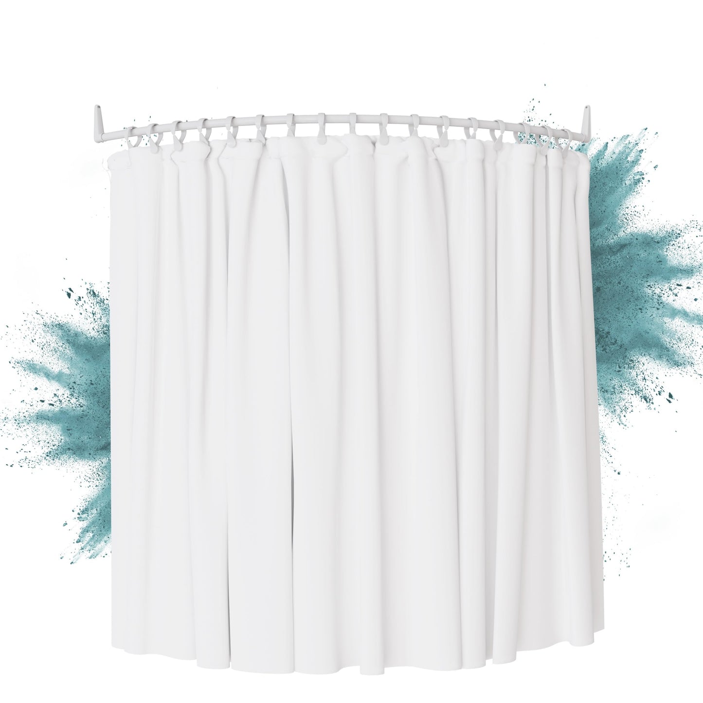 Erica Rounded White Shower Rail, 140x140cm, Curved Shower Rod for Corner Baths, Wall Mounted, Support without Ceiling Bracket, White PVC-free Plastic