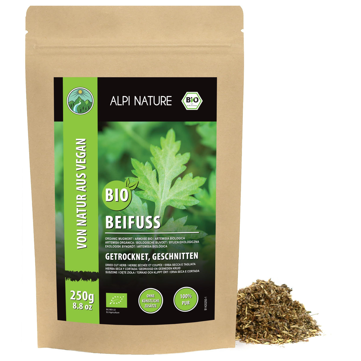 Alpi Nature Organic Mugwort Tea 250g 8.8 oz, Dried and Cut Mugwort Herb, Artemisia vulgaris