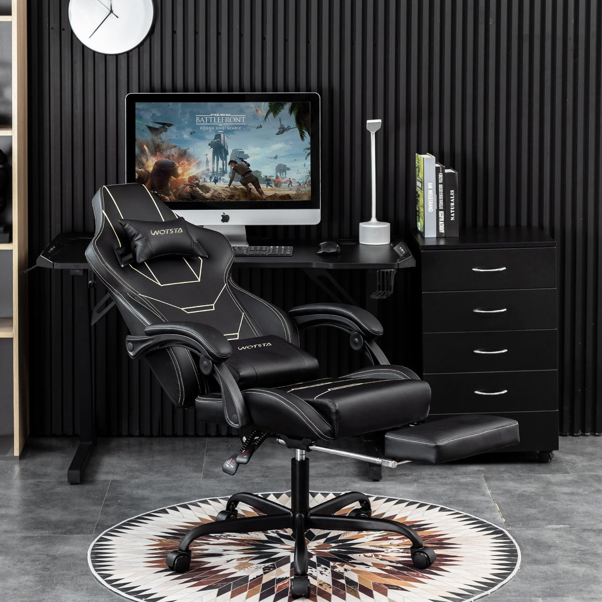 WOTSTA Gaming Chair, Ergonomic Gaming Chair, Computer Chair with Headrest and Lumbar, Racing Computer Chairs, Height Adjustable Rotating PC Chairs