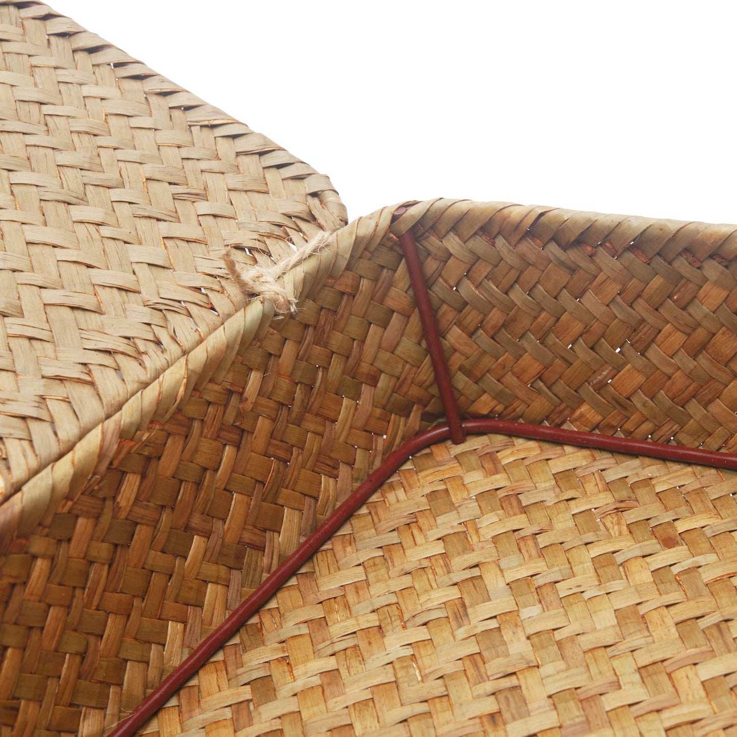 Seagrass Storage Box with Lids Rectangular Organization Wicker Shelf Baskets Natural Woven Stackable Set of 2 (Large+Small)