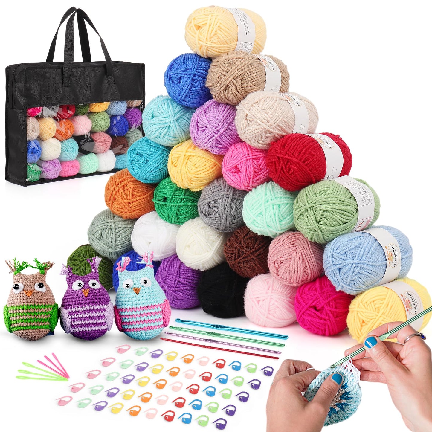 Aeelike Crochet Yarn Acrylic Yarn Knitting Wool, 28Pcs x 25g Multi Coloured Soft Crochet Wool for Crochet Kits for Beginners Adults, Ideal for