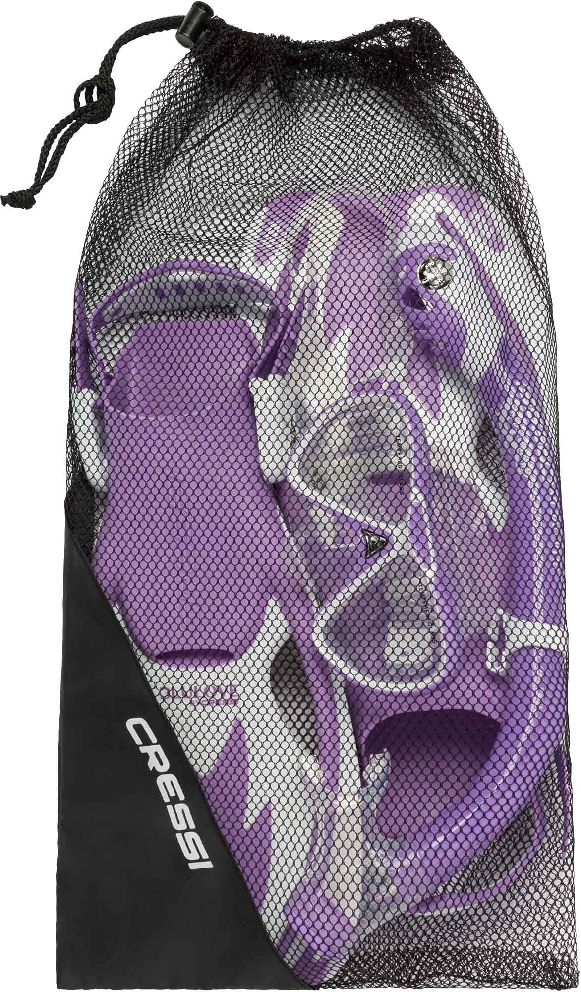 Cressi Unisex-Youth Rocks Pro Dry Children Mask Fins Snorkel Set, Lilac/White, S/M-1/2 Y, SE264131