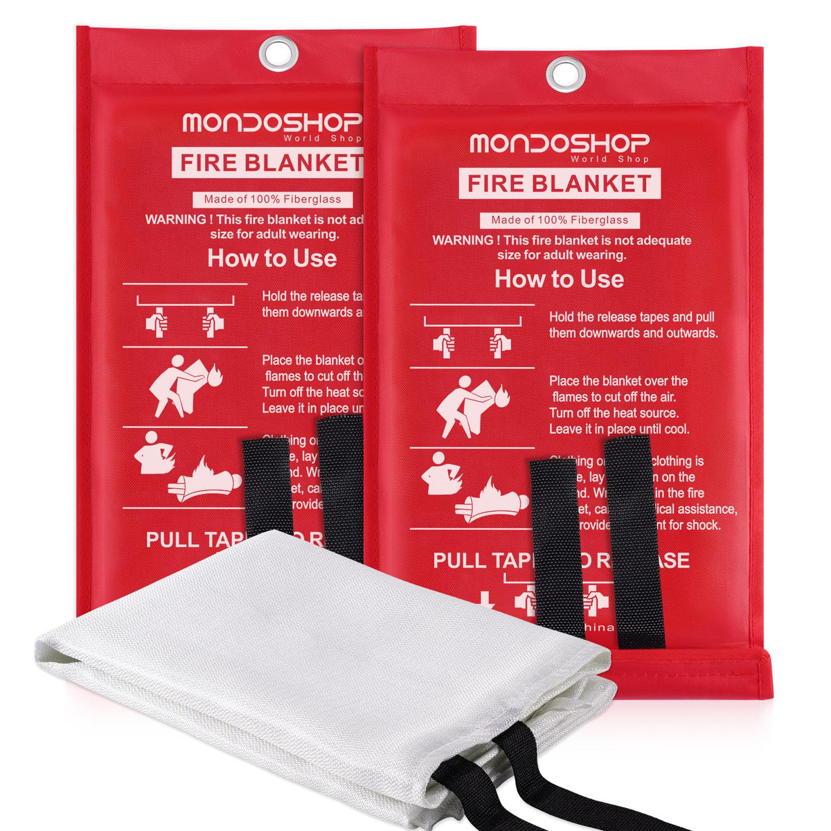 Mondoshop Fire Blankets Emergency for Kitchen Home, TUV Certified Soft Case Fiberglass Fire Retardant Blanket for School, Grill, Car, Office, Garage,