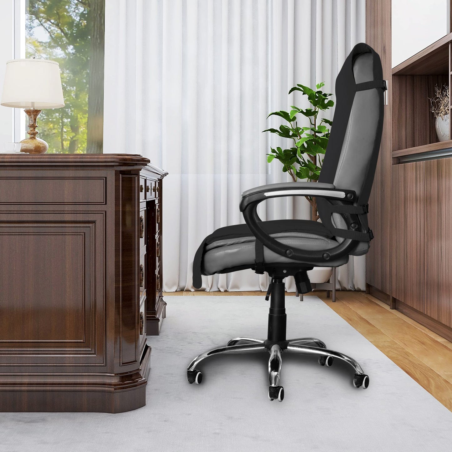 Easy-Going Quilted Microfiber Office Chair Cover with Soft Memory Foam Seat Cushion Water Resistant Desk Computer Chair Slipcover Anti-Slip Chair