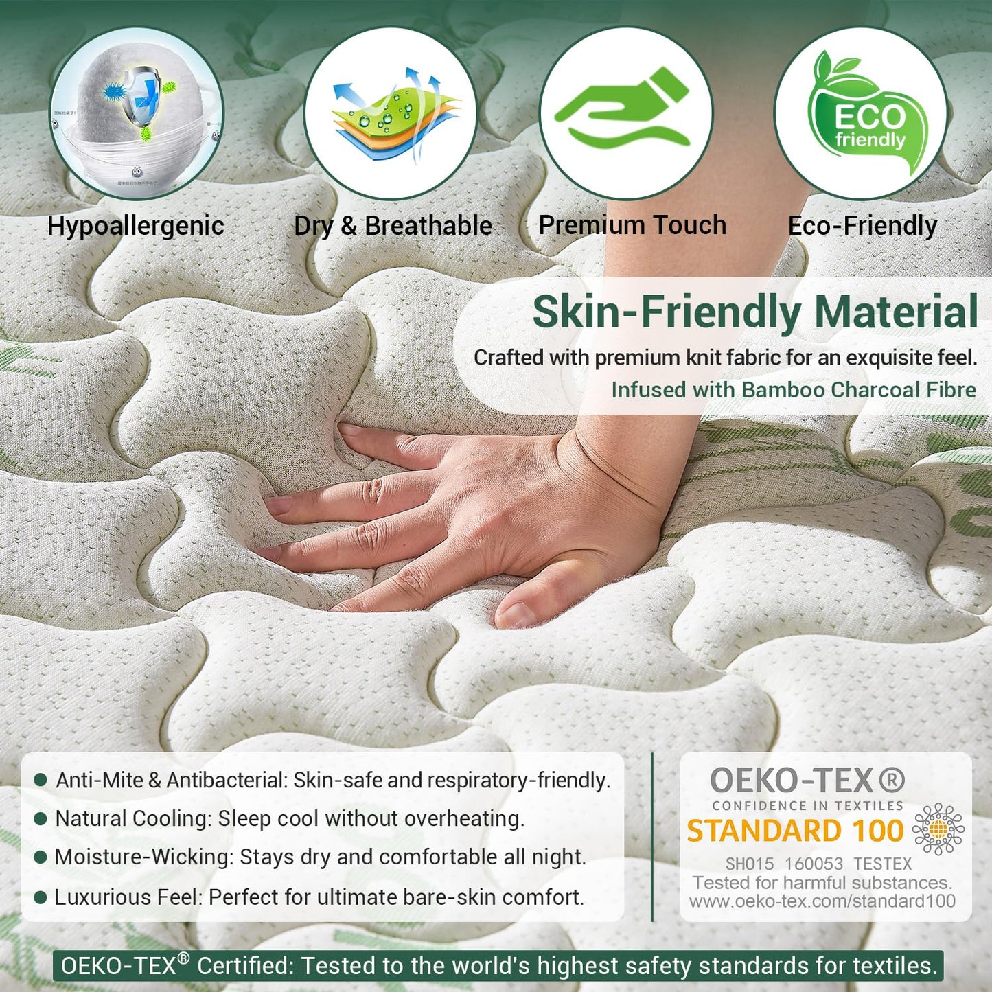 Mutsault Orthopaedic Single Mattress 3FT for Back Pain Relief, Luxe Euro Top Hybrid 7-Zone Pocket Sprung Mattress with Cooling Gel Memory Foam &