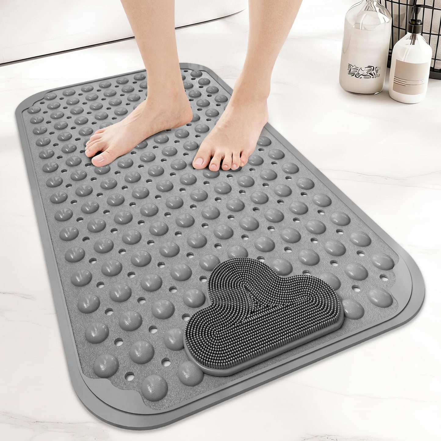 Venuso Shower Mat Non Slip Anti Mould, 70 * 40 cm Non Slip Bath Mat with Foot Massage Area