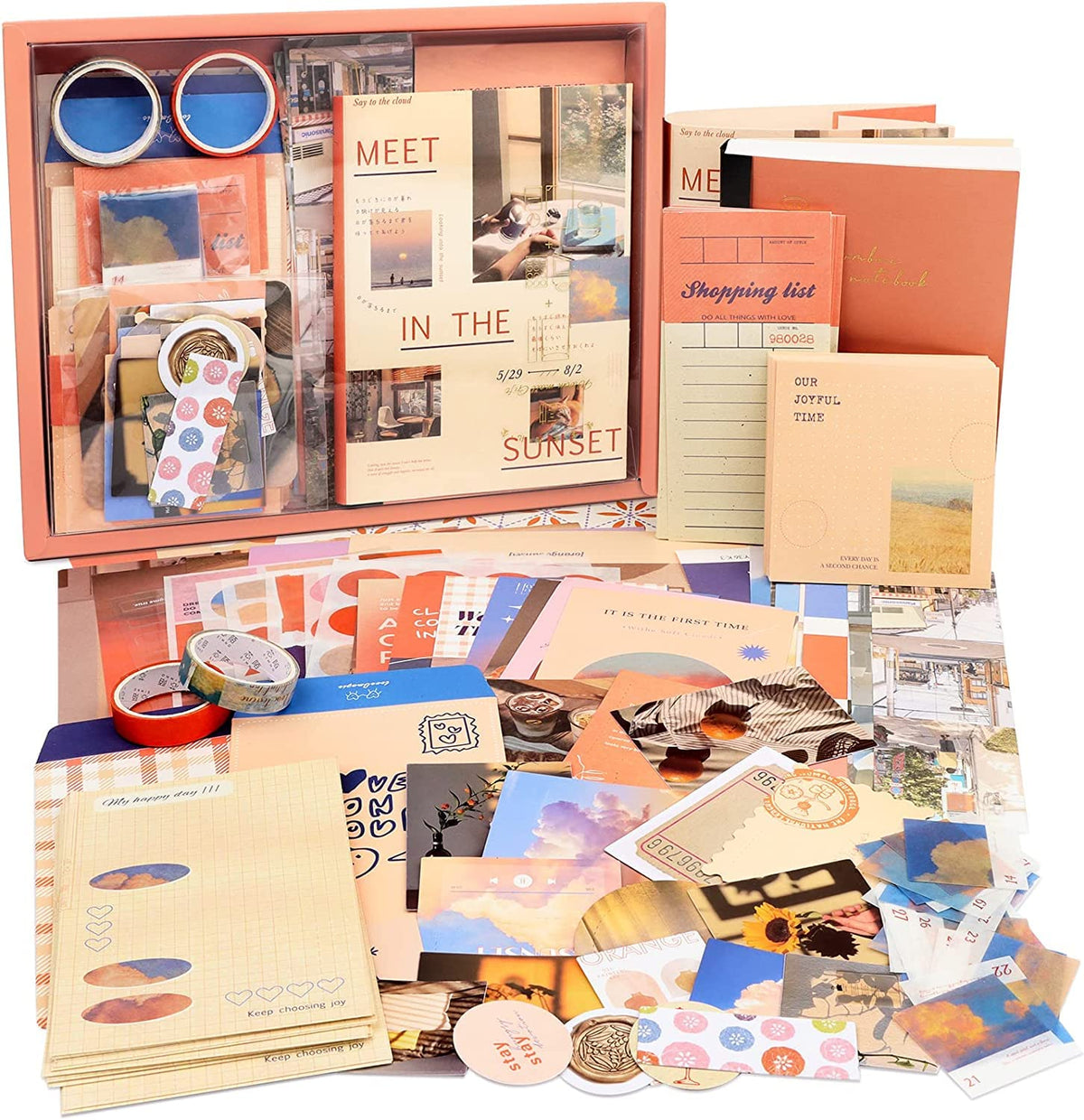 Draupnir Aesthetic Scrapbook Kit(348pcs), Bullet Junk Journal Kit with Journaling/Scrapbooking Supplies, Stationery, A6 Grid Notebook DIY Scrapbook