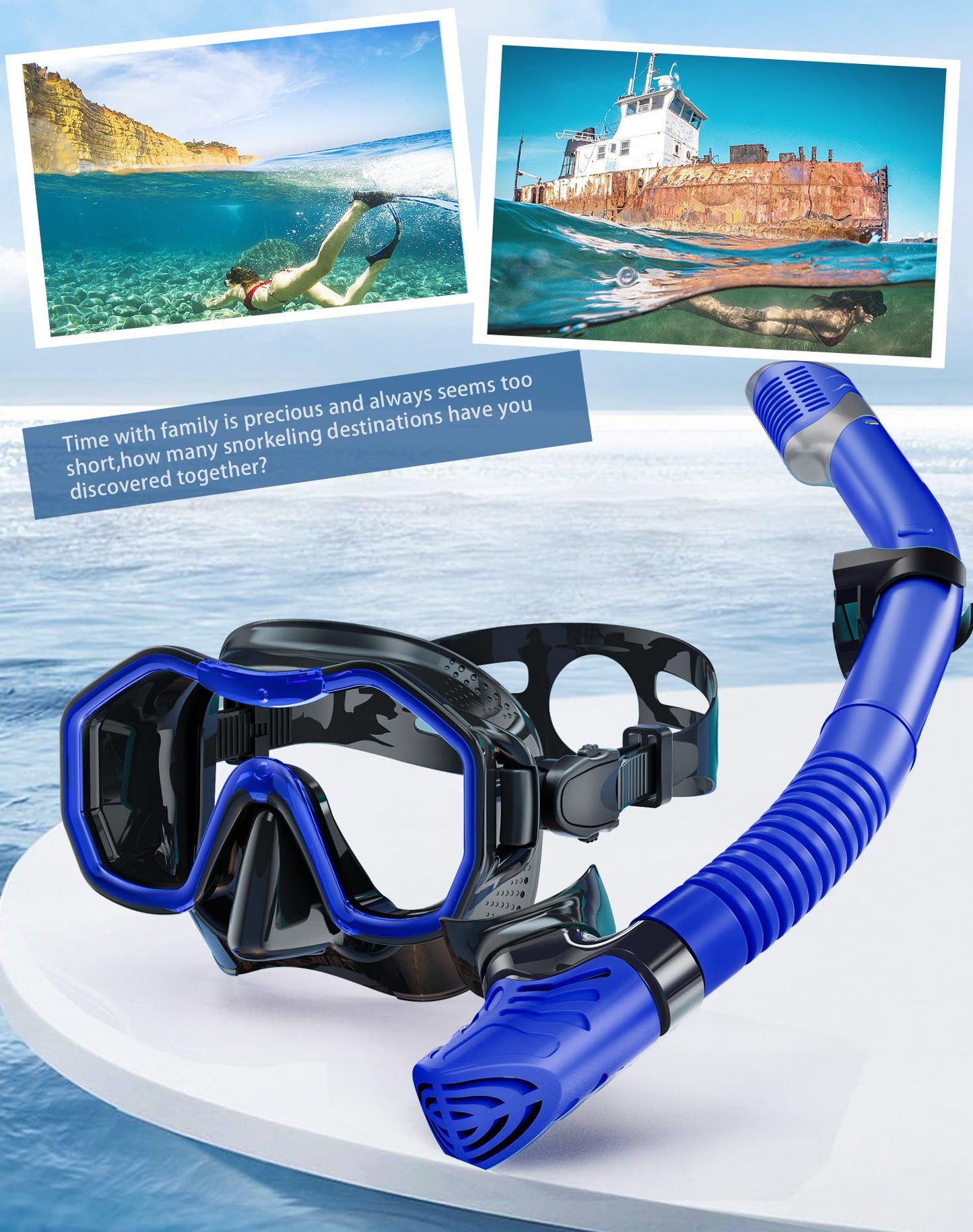 Lealinga Snorkel Set Adults 2Pack, Snorkel Mask Anti-Fog Panoramic View Diving Mask Dry Top Snorkel Kit with Travel Bag Diving Set for Snorkeling