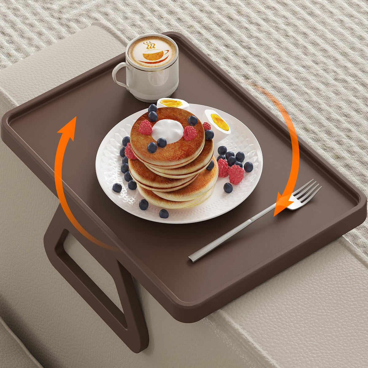 Lifewit Plastic Rotating Couch Armrest Table, Adjustable Sofa Arm Clip Holder Tray for Snack/Fast Food/Fruit/Drink