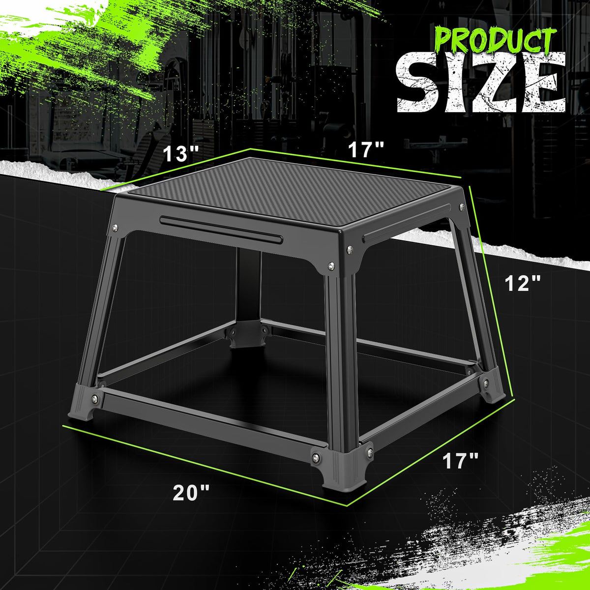 GanFindX Metal Plyometric Jumping Box 12 Inch with 17 * 13 Inch Surface Steel Plyo Box Home Gym Jump Trainer for Fitness Exercise Agility Stamina
