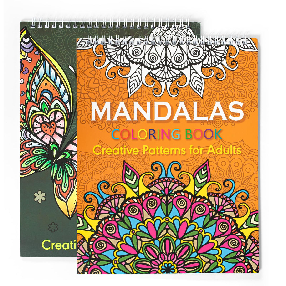 Adult Colouring Books Set ? 2 Pack Butterflies & Mandalas, 40 Pages Relaxing Colouring Book for Adults, Stress Relief and Mindfulness Gift for Women
