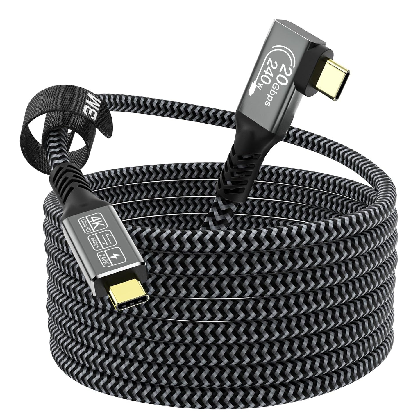 CAKOBLE 3m usb c cable,[20Gbps,240W,4K@144Hz] USB 3.2 Compatible Thunderbolt 4 /Thunderbolt 3 5K@60Hz usbc monitor For iPhone16,MacBook,Samsung 24,90