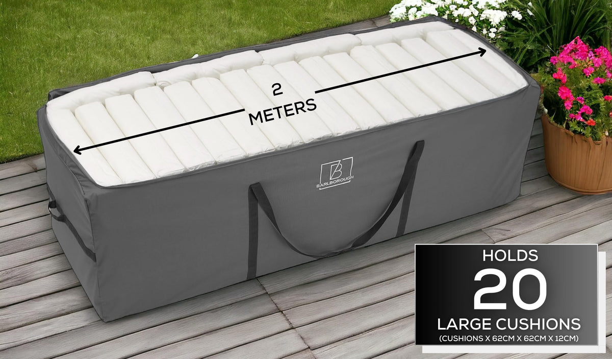 Barlborough Garden Cushion Protective Storage Bag Cover | XLarge 200 x 75 x 60cm | For Outdoor Furniture Sofa Cushions Grey